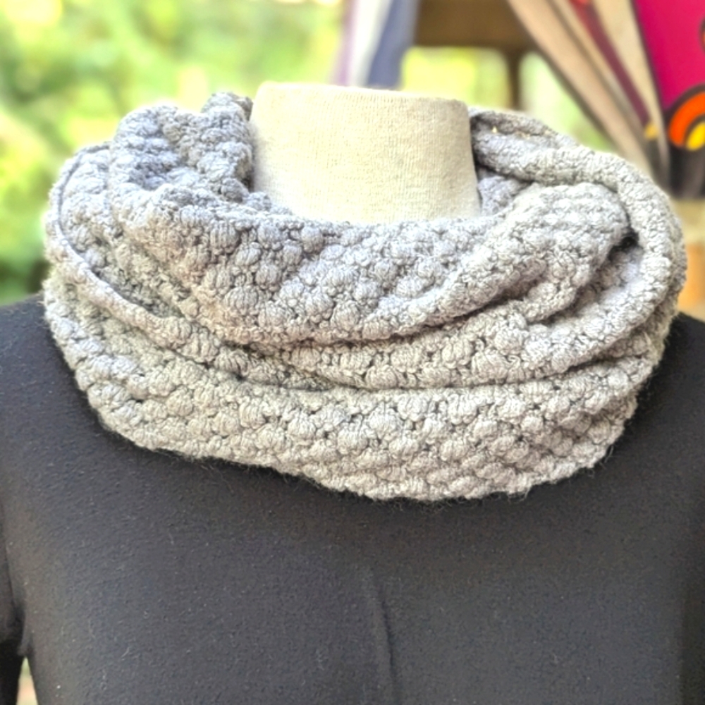 Soft Light Gray Knit Infinity Scarf